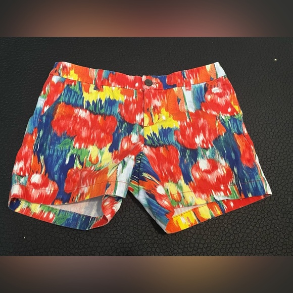 Merona‎ Shorts Womens Size 2 Floral Red and Blue Flat Front With Pockets - Picture 1 of 4